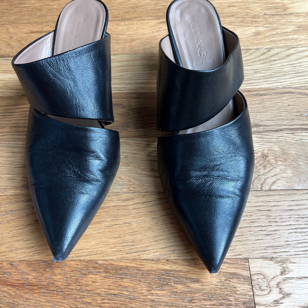 Alumnae Slashed Mule, Black Leather Women's Shoes